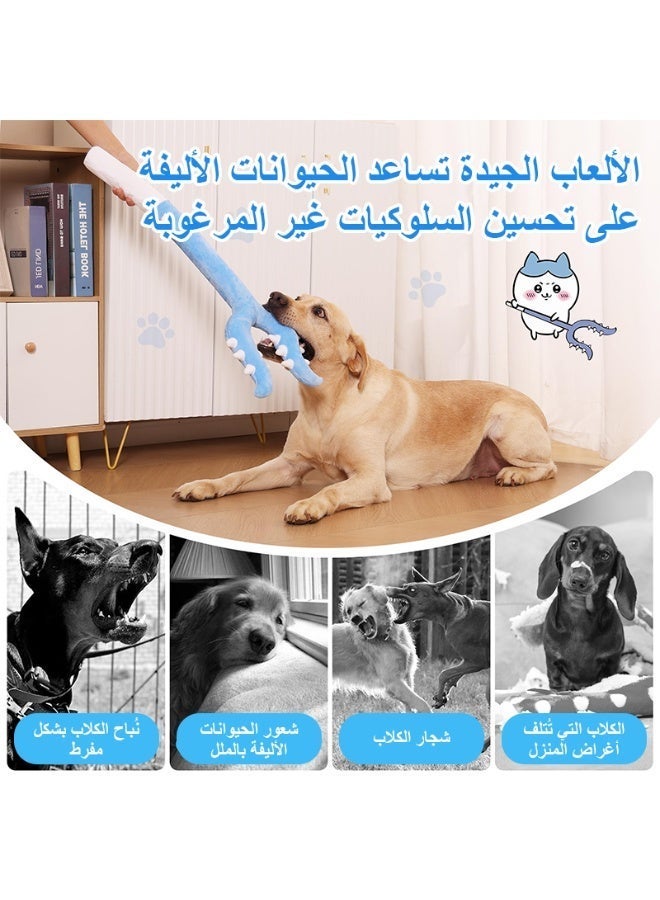 LAPET Plush Cat Wand Toy with Clamp Design - Novelty Interactive Teaser Stick for Indoor Cats, Soft Cotton Pet Play Toy, Fun Pet Gag Gift Small Medium Puppies Kittens Dogs (Blue) - Image 4